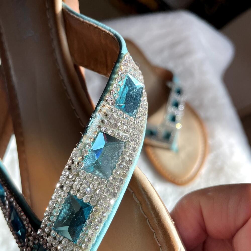 SKU 1456 Via Pinky Collection Faye-01 Women's Blue Gemstone Sandals Size 6 - Picture 3 of 6
